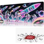 Urzuva Neon Space Parade 90X40 4mm Kalınlık Premium Gaming Oyuncu Mousepad, Anti Slip Xxl Mouse Pad - Çok Renkli