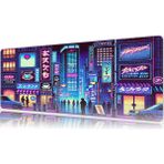 Urzuva Neon Tokyo Nights 70X30 3mm Kalınlık Premium Gaming Oyuncu Mousepad, Anti Slip Xxl Mouse Pad - Çok Renkli