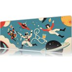 Urzuva Retro Space Crew 70X30 3mm Kalınlık Premium Gaming Oyuncu Mousepad, Anti Slip Xxl Mouse Pad - Çok Renkli