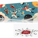 Urzuva Retro Space Crew 90X40 4mm Kalınlık Premium Gaming Oyuncu Mousepad, Anti Slip Xxl Mouse Pad - Çok Renkli