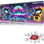 Urzuva Retroverse 2080 90X40 4mm Kalınlık Premium Gaming Oyuncu Mousepad, Anti Slip Xxl Mouse Pad - Çok Renkli