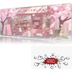 Urzuva Sakura Cafe 90X40 4mm Kalınlık Premium Gaming Oyuncu Mousepad, Anti Slip Xxl Mouse Pad - Çok Renkli
