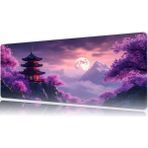 Urzuva Sakura Moonrise 70X30 3mm Kalınlık Premium Gaming Oyuncu Mousepad, Anti Slip Xxl Mouse Pad - Çok Renkli