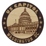 US Kapitol-ahşap gravürlü yuvarlak buzdolabı magneti hatıra-hediye