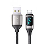 Usams US-SJ543 Dijital Göstergeli Çipli Örgülü 1.2 m 2.4a Lightning İphone Şarj ve Data Kablosu
