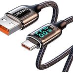 Usams US-SJ544 Dijital Göstergeli Çipli Örgülü 1.2 mt PD 66 W USB to Type-C