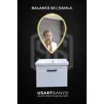 Usart Balance 60 cm Beyaz Banyo Dolabı, Damla Günışığı LED Ayna 80 x 56 cm