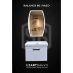 Usart Balance 60 cm Beyaz Banyo Dolabı, Vazo Beyaz LED Ayna 80 x 50 cm
