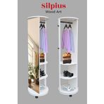 USART BANYO Silpius | Beyaz Boy Aynalı 360 Derece Döner Portatif Çok Amaçlı Portmanto Askılık Vestiyer Organizer