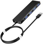 USB 3.0 Hub, 4 Portlu USB A Bölücü Ultra İnce Mini USB Genişletici, Dizüstü Bilgisayar, PC, Xbox, Flash Sürücü, HDD, Konsol, Yazıcı, Kamera, Keyborad, Fare ve Daha Fazlası için Çoklu USB Hub (2 ft)