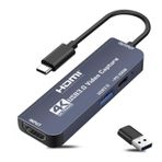 USB 3.0 video yakalama kartı, 100 W güç kaynağı ve 3.0 bağlantı noktası, 4K HDMI - USB C/USB A Capture Card, canlı akış, oyun, video ses kayıt cihazı, 1080p 60hz Grabber kamera ile uyumlu