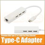 USB 3.1 Type C 10/100Mbit Ethernet Adaptörü 3 Port USB 2.0 Hub