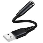 USB - 3,5 mm Jack Ses Adaptörü, Harici Ses Kartı USB-A'dan Ses Jakına Aux Stereo Dönüştürücülü Kulaklık, PC Windows, Dizüstü Mac, Masaüstü Bilgisayar, PS4 ve Daha Fazla Cihaz için Uyumlu (Siyah)