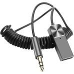 USB Aux Wireless Bluetooth Araç Kiti Bluetooth 5.1 Stereo Ses Alıcısı Aux 3.5 mm Bluetooth Adaptör - Gümüş