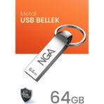 USB Bellek Metal Gövde Güvenli USB Memory - Flash Drive - 64 GB - Parlak Gümüş
