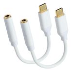 USB C - 3,5 mm Dişi Kulaklık Jak Adaptörü, Tip C - Aux Ses Dongle Kablo Kablosu iPhone 16/16 Pro/15/15 Pro/Pro Max/Plus, Galaxy S24/S23/S22 Ultra, iPad Pro, Pixel 9/8 (2'li Paket) ile Uyumlu