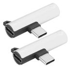 USB-C Dişi Erkek 3.5mm Ses Jakı Kablo Adaptörü Kulaklık Konektörü için Tip-C Eşzamanlı Şarj Xiaomi vb için 2 adet Dönüştürücüler için(Gümüş)
