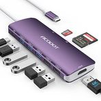 USB C Göbek, Acodot 9'u 1 arada USB C - 4K@60HZ HDMI Çoklu Bağlantı Noktası Adaptörü, 3 USB 3.0 Bağlantı Noktası, SD/TF Kart Okuyucu, 100W PD, USB C Hub Çoklu Bağlantı Noktası Adaptörü MacBook Pro Air HP XPS vb. için Tasarlanmış, Mor