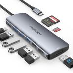 USB C Hub, Acodot 9'u 1 arada USB C - 4K@60HZ HDMI Çoklu Bağlantı Noktalı Adaptör, 3 USB 3.0 Bağlantı Noktası, SD/TF Kart Okuyucu, 100W PD, MacBook Pro Air HP XPS ve Diğer Tip C Cihazlar için Tasarım