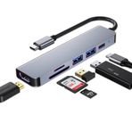 USB C HUB, MacBook Pro ve Hava Aksesuarları için Çoklu Bağlantı Noktalı USB C Adaptörü, 4K HDMI, USB 3.0, SD/TF Kart Okuyucu, 100W PD Dizüstü Bilgisayar ve Diğer C Tipi Cihazlar için Uyumlu