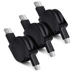 USB C Kablosu, 3 Paket 3,3 FT Geri Çekilebilir USB Tip C Hızlı Şarj Kablosu Android Şarj Cihazı Telefon Kablosu Samsung Galaxy A14 5G A54 5G A24 S23 Ultra S22 S21 S20 A13 A53 A23 A03s A34 Z Flip 5