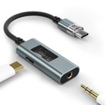 USB C kulaklık adaptörü ve şarj, 2'si 1 arada USB C jak adaptörü, 60 W hızlı şarjı destekler, USB C 3,5 mm jak Aux, iPhone 16/15 Pro Max, Samsung S24/S23 Ultra (Gray-C) için