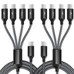 USB C Splitter Çoklu Şarj Kablosu 2 Paket, Çift Tip C Şarj Kablosu, 4'ü 1 Arada Çoklu Naylon Örgülü Kablo, iPhone 15 Pro Max/Samsung Galaxy/Tabletler/Google-5FT ile Uyumlu 4 Tip-C Konnektörlü Kablo.