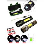 Usb Charge 2İn13w+1W Usb Şarjlı Ledli Polis El Feneri Metal Kasa Pls.kutu (5517)