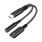 USB C'ye Kulaklık Adaptörü, Kulaklık Jak Adaptörü - 3,5 mm Ses Ayırıcı Kablo Ayırıcı,Kulaklık Ayırıcı, Kulaklık Konektörü, Çoğu Cihaz için Ses Ayırıcı, Kulaklık
