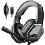 USB Gaming Headset, 7.1 Surround Ses Oyun Kulaklık, Ps4 Kulaklık, Pc Gürültü Mıc ve Rgb Işık Iptal Iptal Iptal, Pc, Playstation 4, Mac ile Uyumlu - Gri