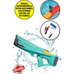 USB ile Şarj Olabilen 550 ml Su Hazneli Uzun Menzilli Elektronik Su Tabancası 43 cm - Yeşil - Renkli
