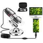 USB Mikroskop Kamera 40X - 1000X, Metal Standlı Cainda Dijital Mikroskop ve Android Windows 7 8 10 11 Linux Mac ile Uyumlu Taşıma Çantası, Taşınabilir Mikroskop Kamerası