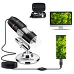 USB mikroskop kamera, 40X ila 1000X arasında, metal ayaklı ve taşıma kılıflı Cainda dijital mikroskop, Android Windows Linux Mac ile uyumlu, çocuklar ve öğrenciler için taşınabilir mikroskop kamera