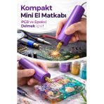 Usb Mini Drill Matkap Seti , 7 Parça Mandren Seti + 3 Adet Mikro Matkap Ucu ,Hassas Delme & Dıy ( Mor)