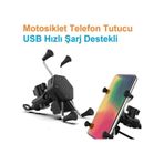 Usb Şarjlı Ayna Bağlantılı Motosiklet Telefon Tutucu Motor