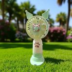 USB Taşınabilir Vantilatör Mini Fan Yeşil El Fanı Şarjlı Telefon Tutucu