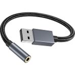 USB To 3.5mm Jack Kulaklık Mikrofon Aux Dönüştürücü 3,5 mm Jak Ses Adaptörü Kulaklık, Pc, Laptop, - Siyah