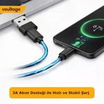Usb To Type-C Dönüştürücü/Çevirici, 3A Hızlı Şarj Veri Aktarımı, Otg, Mini Boy Siyah, İphone Dizüstü Bilgisayar Uyumlu, Auto Uyumlu