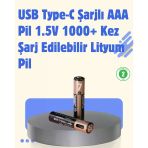 Usb Type-C Şarjlı Aaa Lityum Pil | 1.5V Sabit Voltaj, 1000+ Şarj Döngüsü İle Uzun Ömür Mir08020702