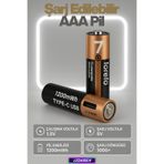 USB Type-C Şarjlı AAA Pil 1.5V 1000+ Kez Şarj Edilebilir Lityum Pil Kalem Pil (2’li Paket)