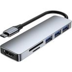 USB Type-C To 4K@30Hz HDMI Kablosu + Kart Okuyucu + Usb3.0 Çoklayıcı Hub Çevirici Dönüştürücü Kablo