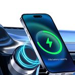 ushilife Kablosuz Araç Şarj Cihazı, 15 W Hızlı Şarj, Otomatik Sıkma Araç Şarj Cihazı, Elektrikli Vakum Manyetik Araba Telefonu Montajı, Ön Cam Gösterge Tablosu için, iPhone Samsung Android