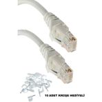 Usin 10 Metre Cat6 Lan Internet Data Modem Kablosu (Cat 6 Ethernet Modem RJ45 Uçlu Jacklı Network Adsl) 10 Adet Kroşe Hediyeli