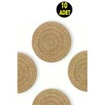 Usin 10Lu Paket Hasır Yuvarlak Amerikan Servis Tabak Tava Tencere Altlığı Nihale Runner Supla Altlık 35Cm