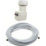 Usin 20 Metre Uydu Kablosu + Ikili Çıkış Çanak Uydu 4K Full Hd 3D Lnb + F Konnektör (2 Li Twin Lnb)