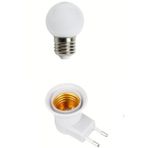 usin Açma Kapama Anahtarlı Duy Fişli + 1w Tasarruflu Renkli E27 Led Gece Lambası Beyaz Işık