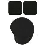 usin Oval Siyah Düz Renk Bilek Destekli Mouse Pad + 2 Adet Siyah Kupa Fincan Bardak Altlığı Altlık Set