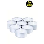 Usin Suda Yüzen Restoran Cafe Bar Sarı Mavi Kırmızı Pembe Renk Yuvarlak Tea Light Mum - Beyaz - 16 Adet