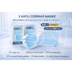 Uslucan Alışveriş 3 Katlı Cerrahi Maske 50'Li 2 Paket Tek Kullanımlık Telli Lastikli Yüz Maskesi Toplam 100 Adet