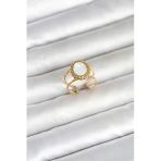 Uslucan Alışveriş 316L Çelik Gold Renk Sedefli Vintage Kadın Yüzük